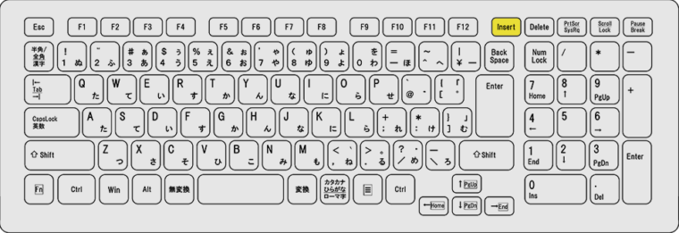 キーボード上のInsertキーの配置