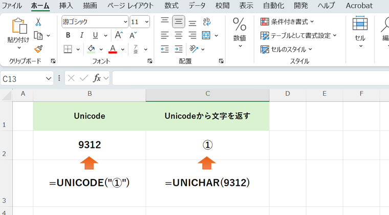 UNICODE関数とUNICHAR関数について